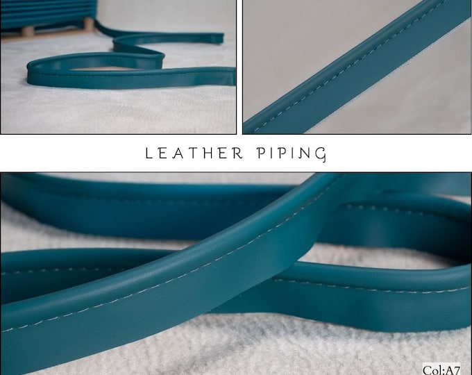 Faux Leather Blue Piping cord|5.5mm-0.22" Flanged Piping|Upholstery Gimp Trim