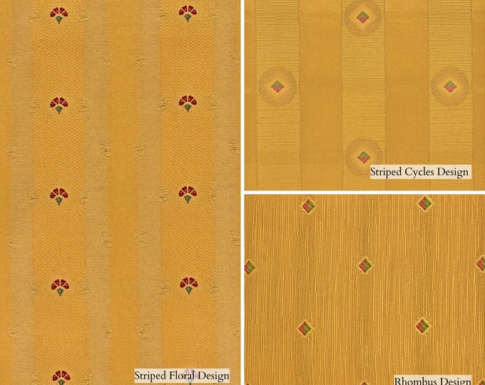 Jacquard Cotton Light Upholstery Fabric | 280cm-110" Double Width Yellow Gold Sofa, Ottomans, Pillows, Tablecloth Fabric by the meter