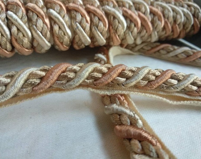 9mm-0.35" Flanged Piping Cord| Ivory Beige Gold Upholstery Trim by the meter (39"/1.09yards)
