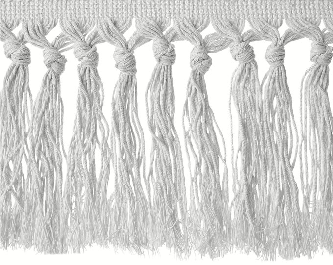 White Knotted 100% Cotton Tassel Fringe | 14 cm - 5.52 inches cotton  tassel fringe