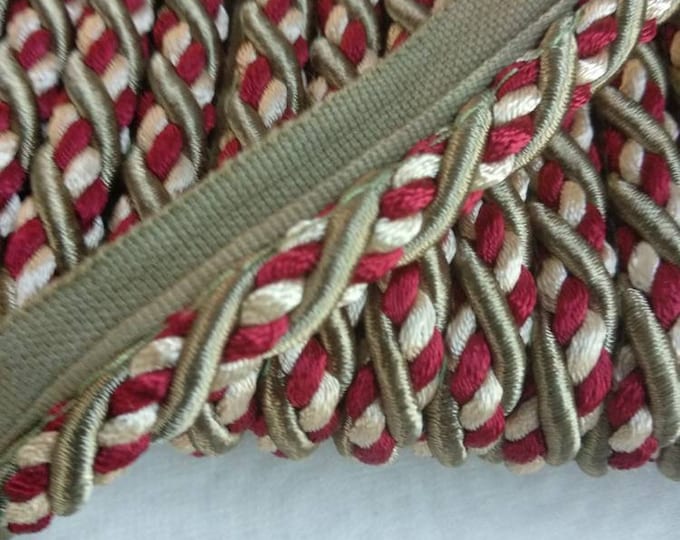9mm - 0.35" Flanged Piping Cord| Ivory Green Red Upholstery Trim by the meter (39"/1.09yards)