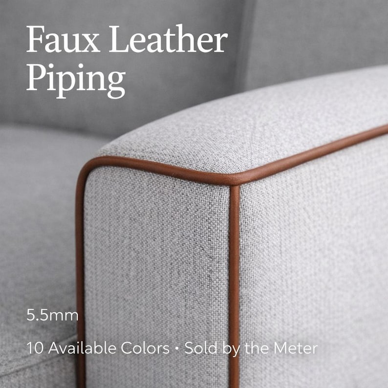 Upholstery Piping Trim 5.5mm Flanged Cord | Faux Leather Piping for ...