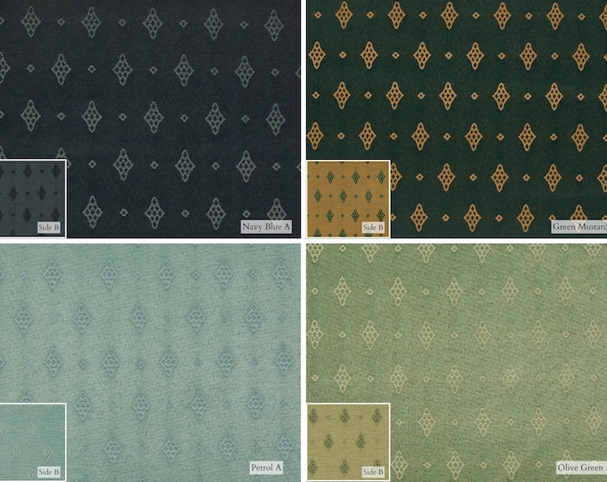 Double Face Geometric Jacquard Upholstery Fabric| 280cm - 118 inches width Sateen Cotton Classic Upholstery Fabric | Sold by meter