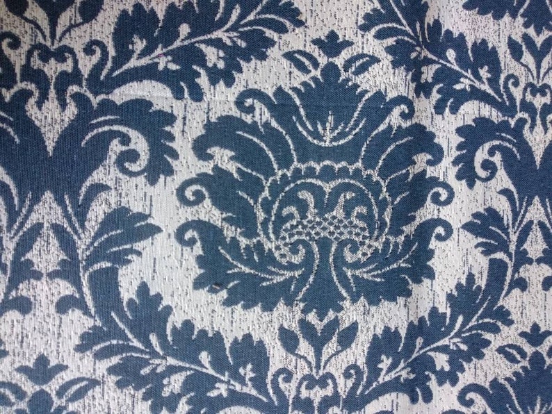 Blue Damask Upholstery Fabric Double Height 280cm/110inches Etsy