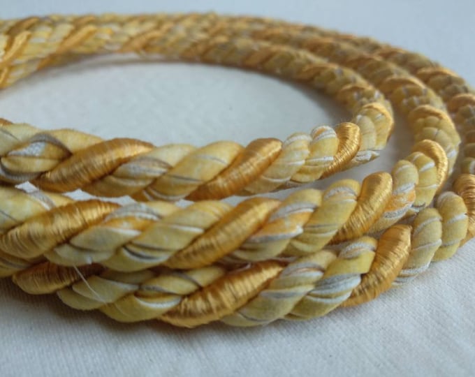 9mm-0.36" Yellow Gold Faux Leather Piping Cord | High Quality Thick Upholstery Cord | Sold by the meter (39"/1.09yards)