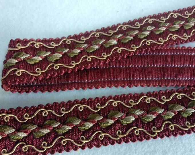Red wine-beige gold gimp trimmings decoration braid fringe/3 cm wide braided gimp fringe trims decoration embellishments