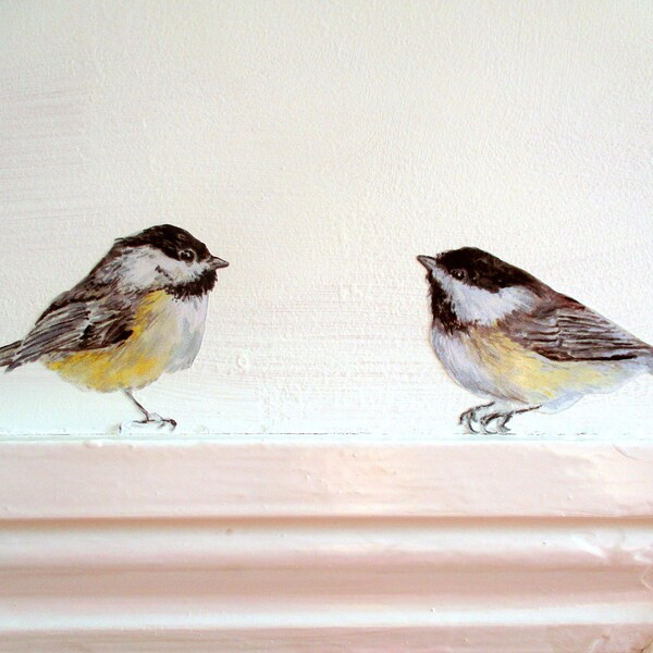Chickadee wall decals, bird wall stickers, spring home decor, bird decor, chickadee gift, bird decals, kitchen decor, woodland wall decals