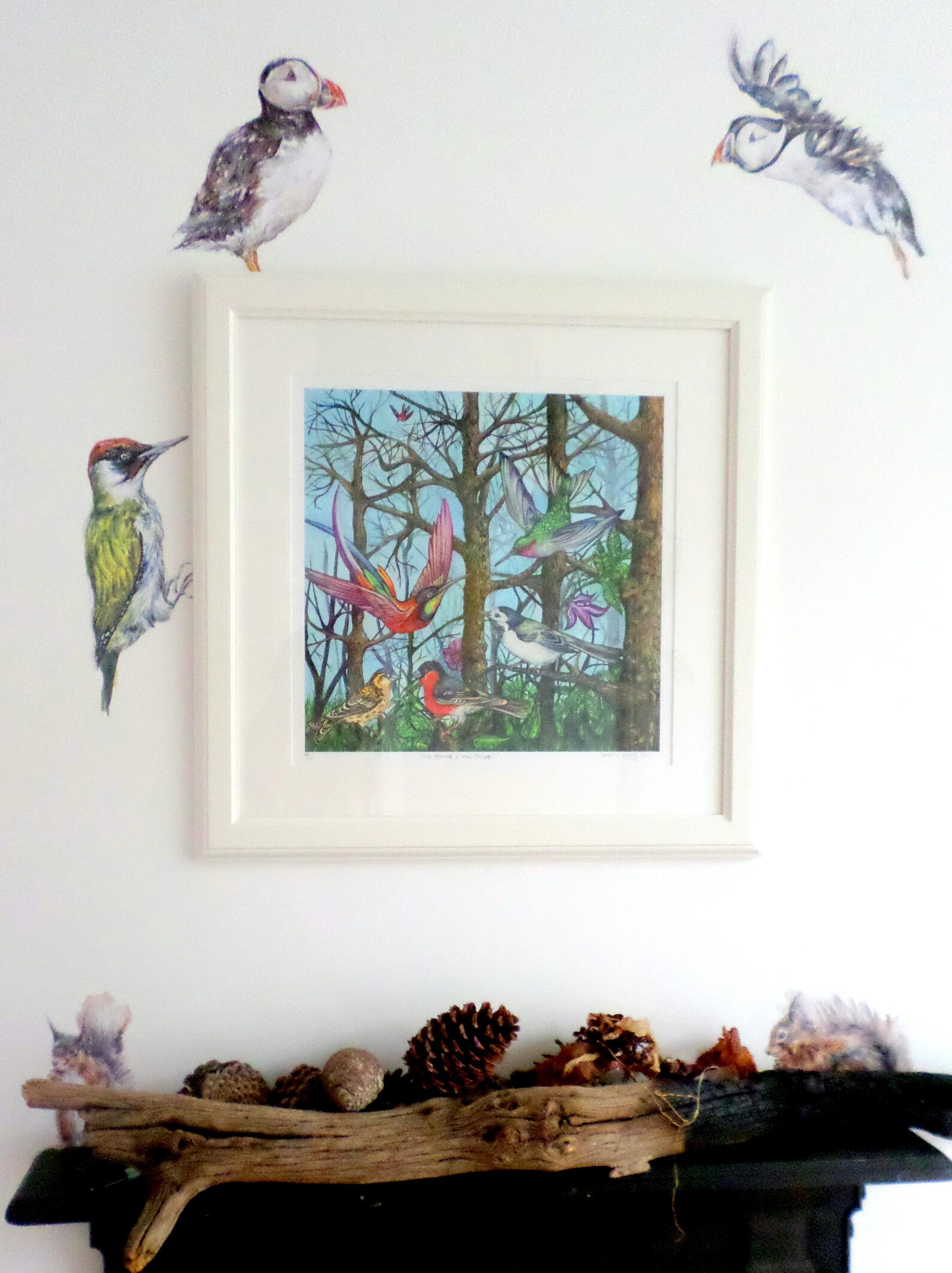 Woodpecker Wall Decal Bird Home Decor Bird Decals Green Etsy