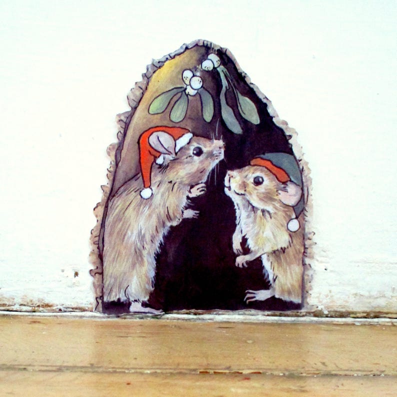 Christmas Mouse Decal Festive Home Decor Christmas Decor Etsy
