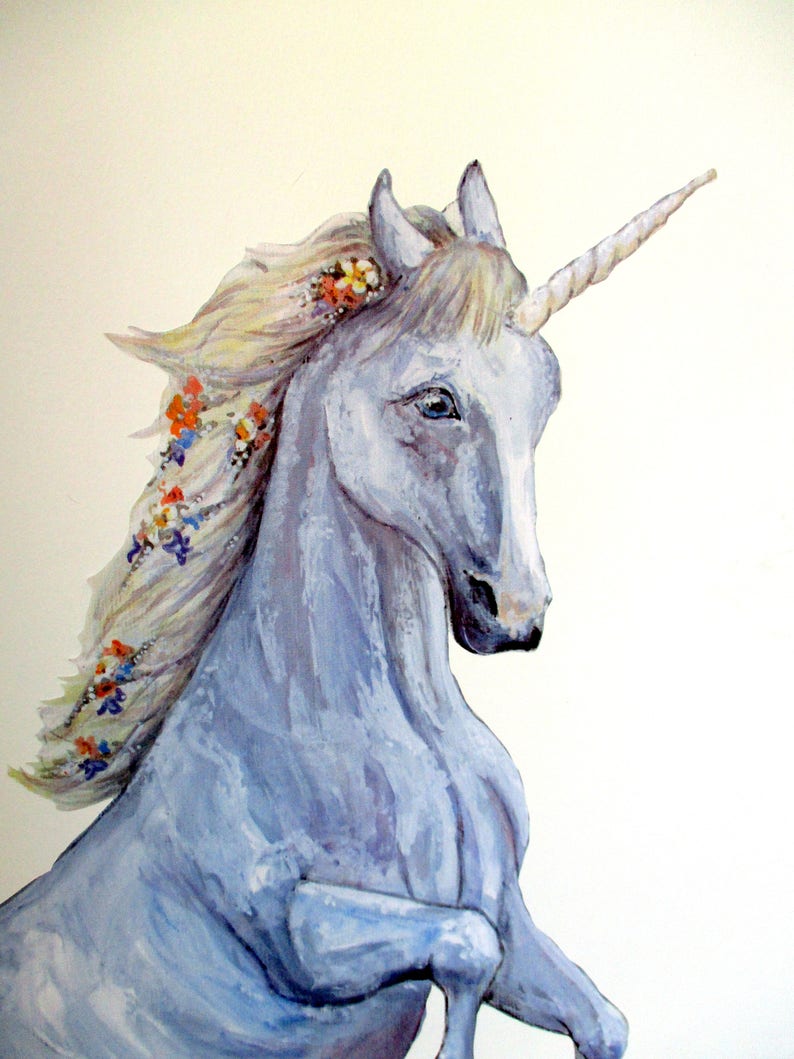 hand painted decal pastel unicorn fantasy decal kids room decal unicorn decor unicorn mural Unicorn wall sticker unicorn decal