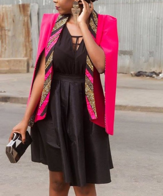 Cape Sleeve Ankara Blazer Etsy