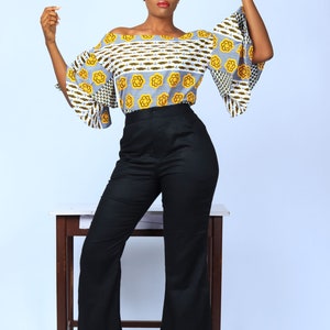 African Inspired Double Flare Ankara Sleeve Blouse for Women - Etsy