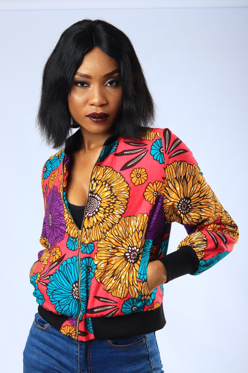 ankara bomber jacket with hood