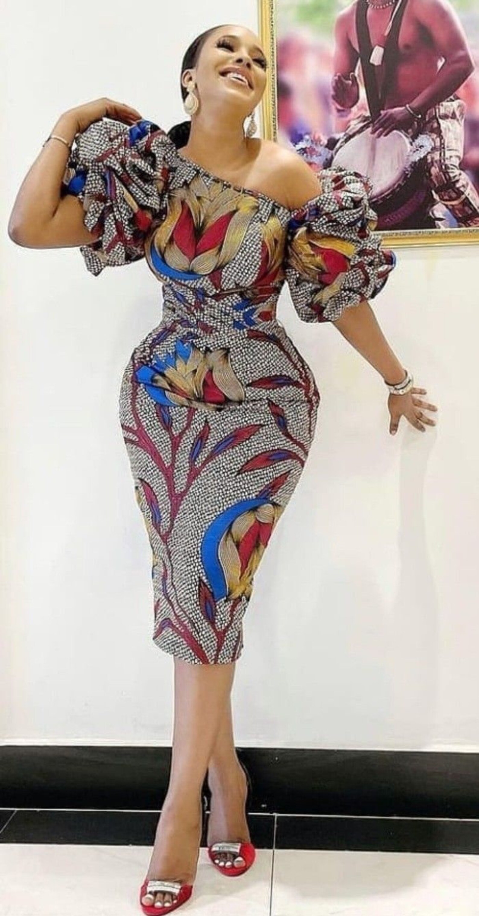 Off Shoulder Ankara Dress 