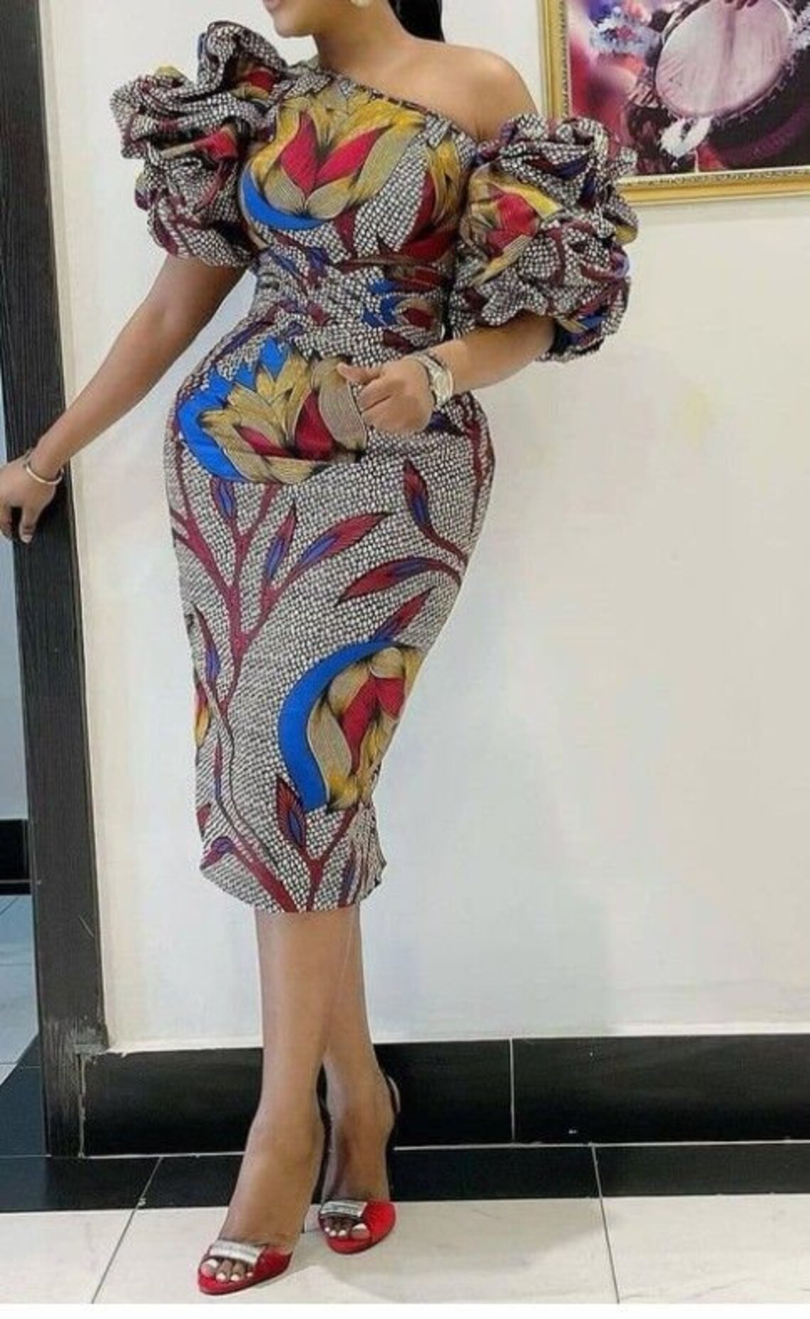 Off shoulder Ankara Dress