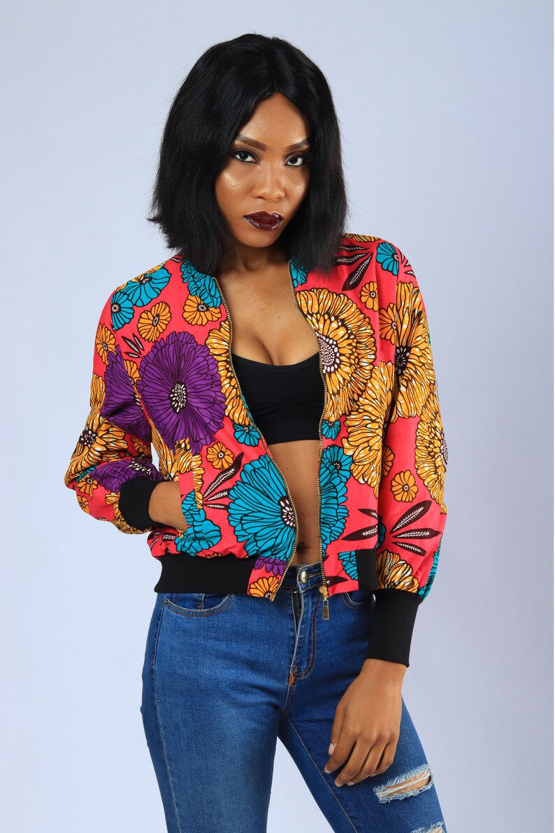 ankara bomber jacket with hood
