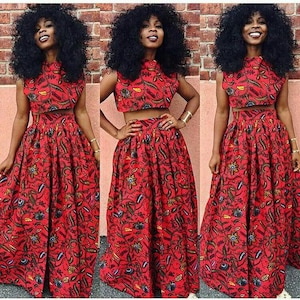 Ankara Crop top & Maxi Skirt Set