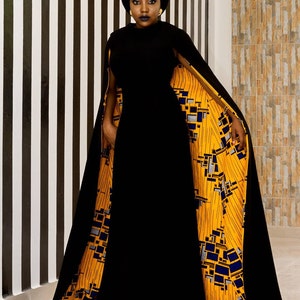 Combo Fabric Cape Dress