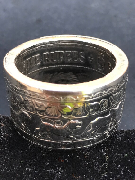 Buddha’s Silver Recovery Ring Handcrafted from a 1957 Ceylon 5 Rupee Silver Crown Coin