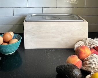 Wood Noaway Countertop Compost Bin – Stainless Steel Liner, Kitchen Composting