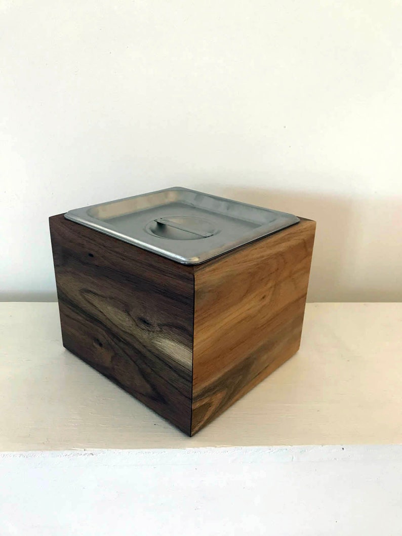 Noaway Countertop Compost Bin In Walnut Sap Wood Etsy