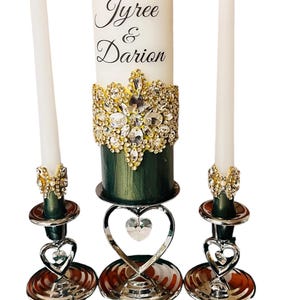 Emerald Green Jeweled Unity Candle Wedding Set - Etsy