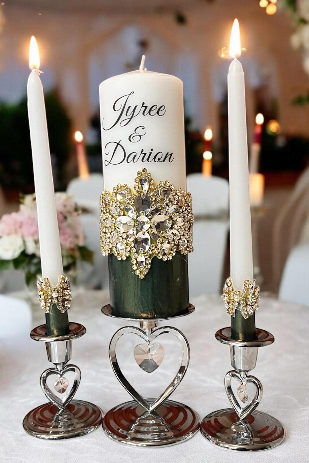 Emerald Green Jeweled Unity Candle Wedding Set - Etsy