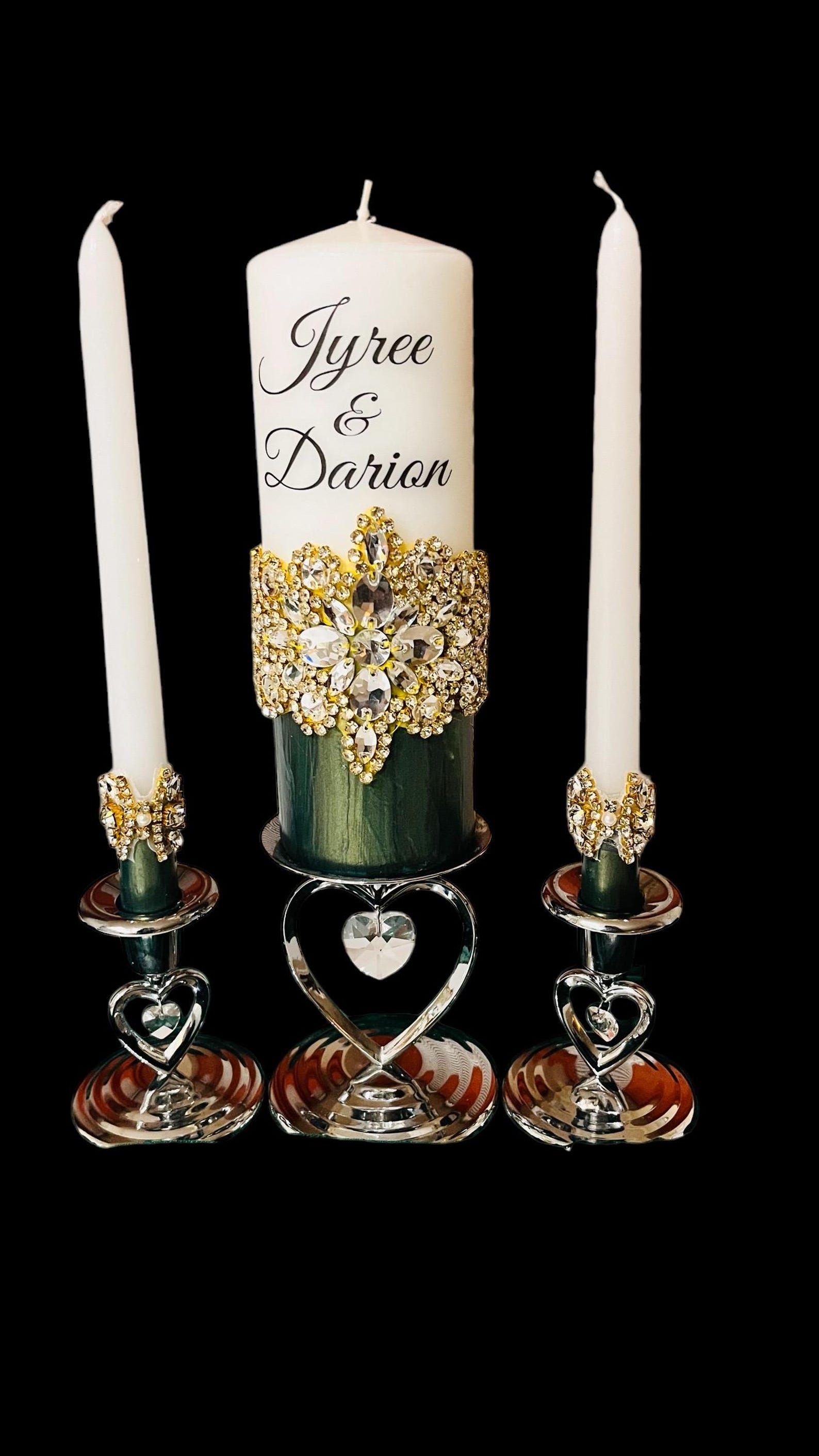 Emerald Green Jeweled Unity Candle Wedding Set - Etsy