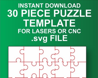 30 piece puzzle template - Instant Download - SVG file