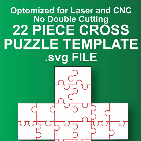 22 piece cross puzzle template - Instant Download - SVG file