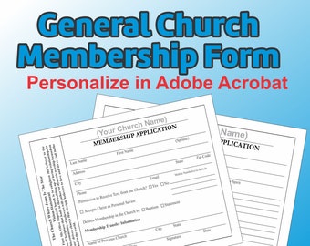 General Church Application - Digital Download - Personalize your PDF in Adobe Acrobat- Works with Avery 5689