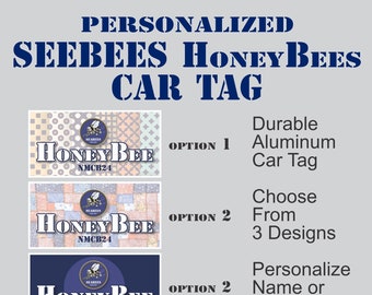 HoneyBee, Seabees' Car Tag, Personalized Battalion or Name, Aluminum Car Accessory, Car License Plates