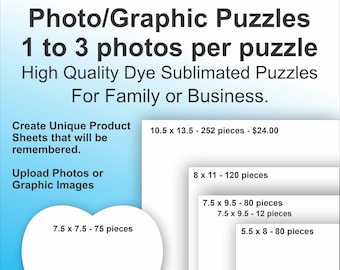 Photo/Graphic Puzzle - 1 to 3 photos per puzzle - For Family Fun or Unique Business Promotional Product