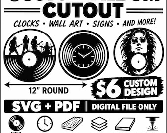 Custom Album Cutout – Digital SVG & PDF File – DIY Laser Cutting Design – 12" Round
