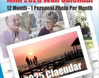 Mini Personalized Wall Calendar - 1 Photo per Month