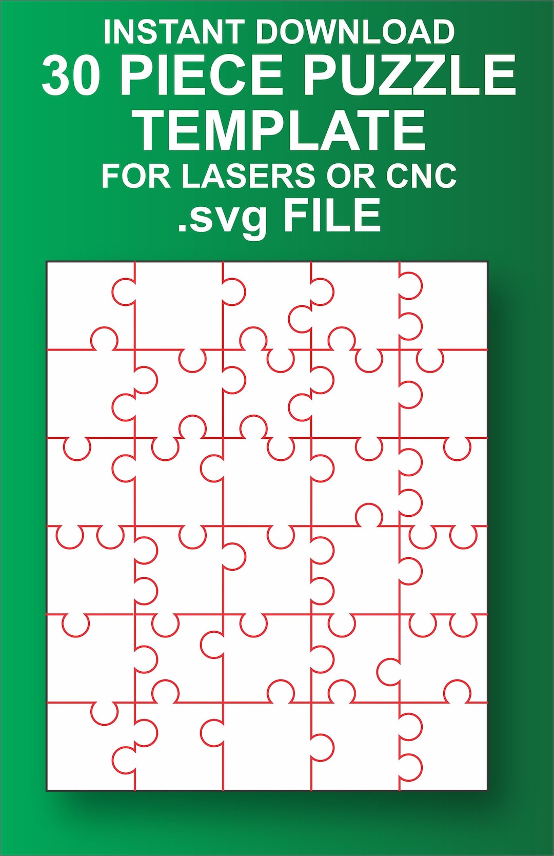 30-piece Puzzle Template - Instant Download, DIY Puzzle SVG File for ...