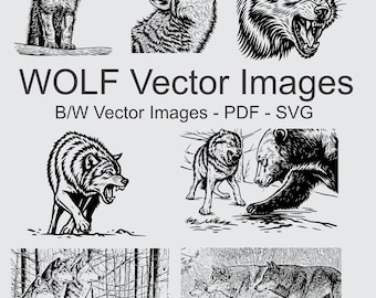 Wolf Silhouette Vector Clipart Bundle: SVG & PDF, Commercial Use
