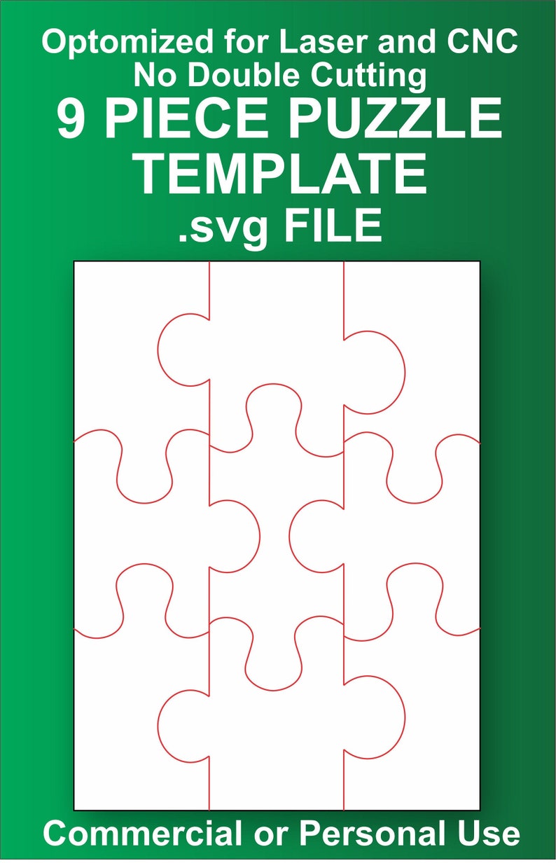 9 Piece Puzzle Template Instant Download SVG File Etsy