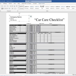 Car Care Inspection Checklist for Vehicle Maintenance | Printable PDF ...