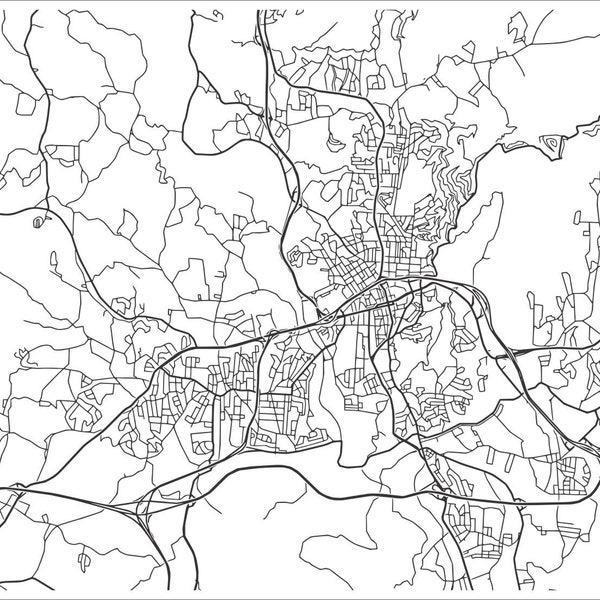 Asheville, NC - Laser Ready - Vector Street Map - Single Layer