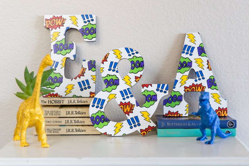 Nerd Perch Letters Hand Painted 9 Letter Signs With Comic Etsy