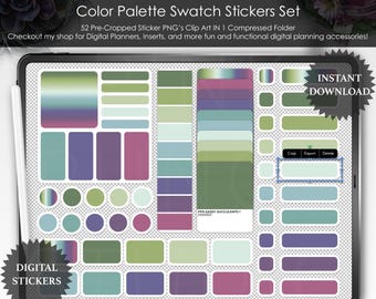 Suckulenter Color Swatch Stickers: Digital Planner Palette (PNG, GoodNotes-fil