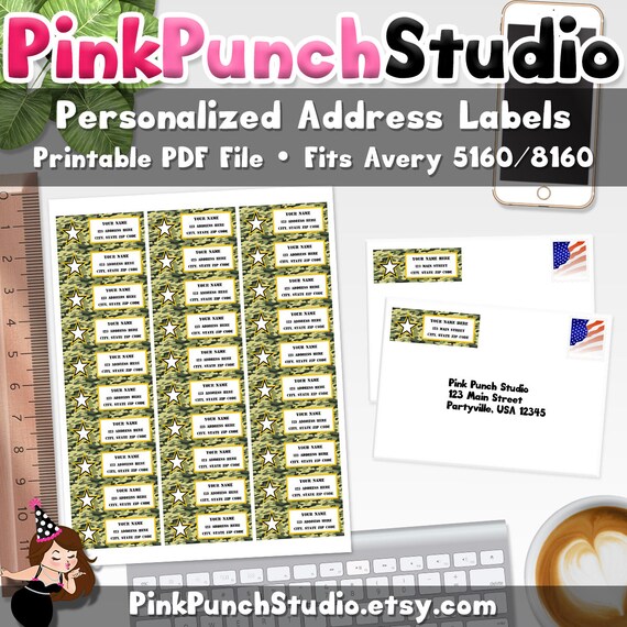 Printable Personalized Return Address Labels Army Military Etsy
