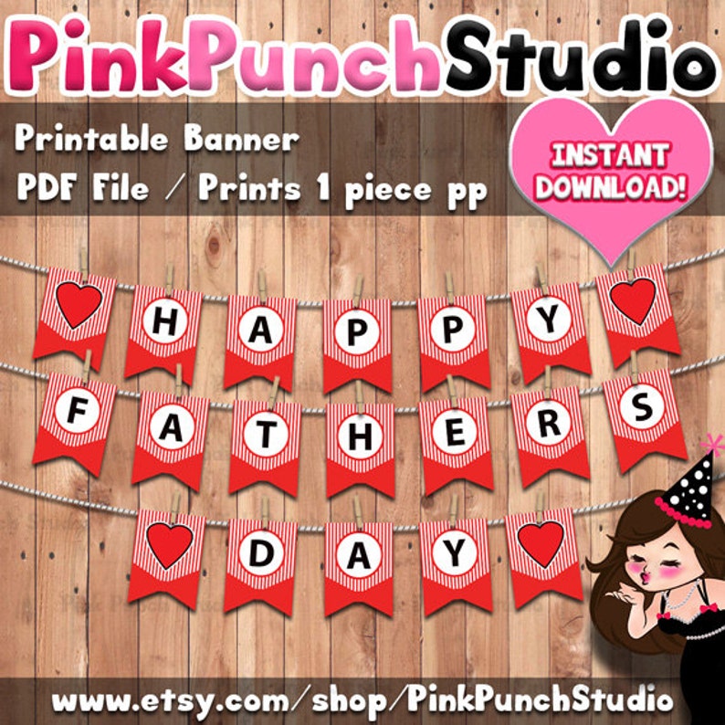 DIY Printable Happy Father's Day Banner Pdf File INSTANT ...