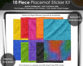 Digitala klistermärken för bordsunderlägg | PNG med texturerad bakgrund | Klistermärken för kalender, dagbok och scrapbooking | WTH WTF skrivbordsunderläggskit
