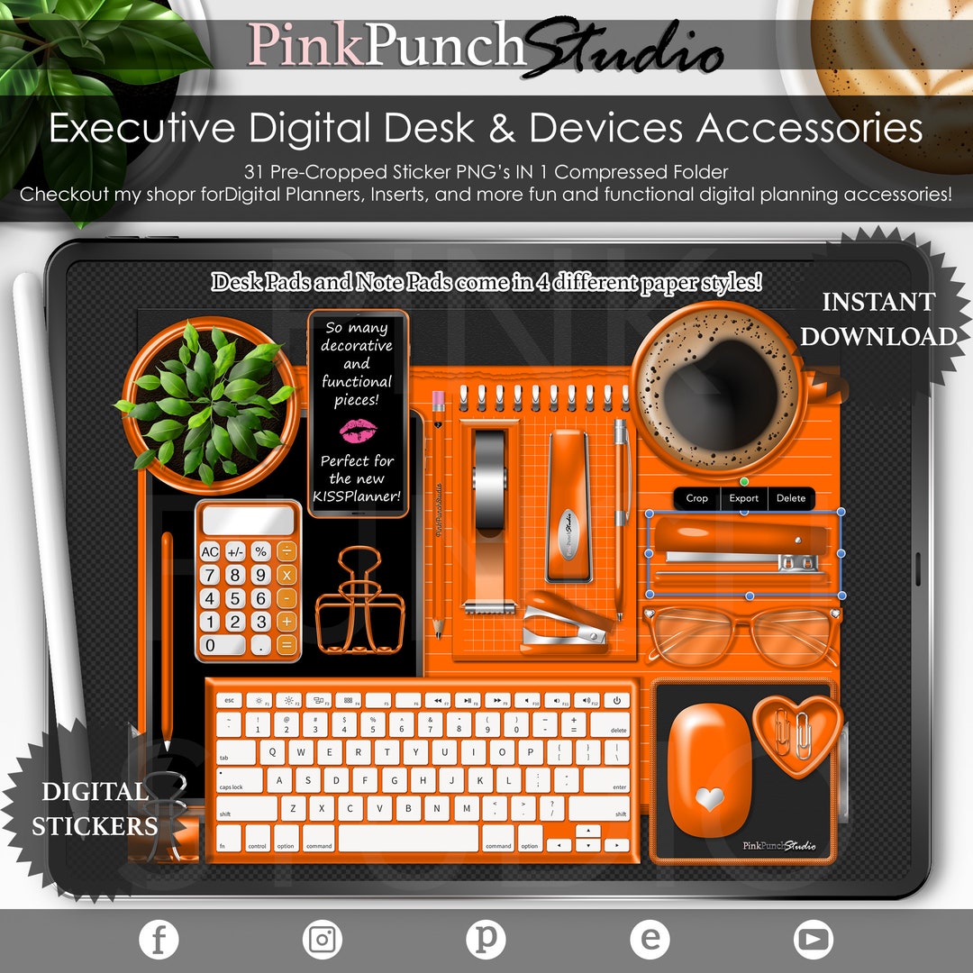 Neon Orange Executive Devices Desk Accessories Kit Digital Planning