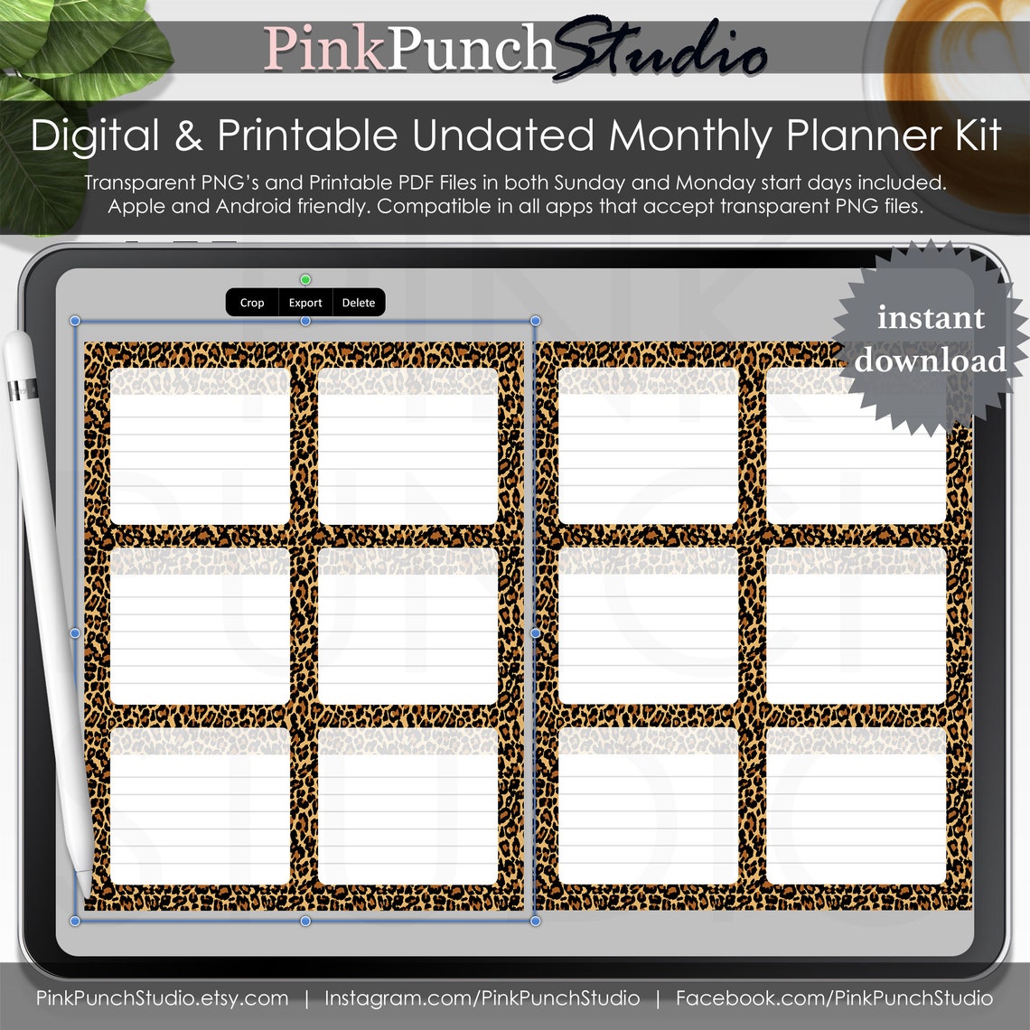 Leopard Planner Calendar Page Inserts Digital PNG and Etsy New Zealand