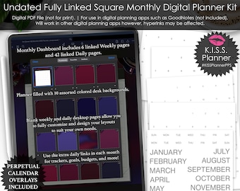 Planejador Digital Yes Queen Square Sem Data: Planejador Mensal KISS (PDF)