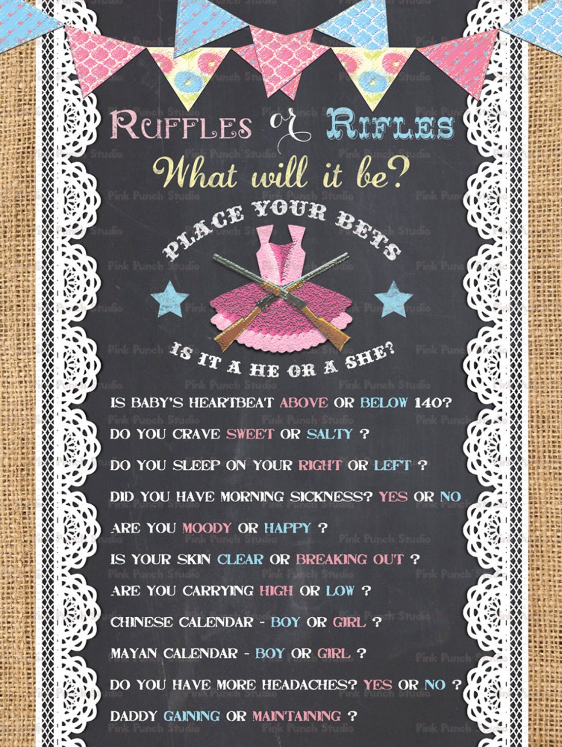 Instant Download Printable Gender Reveal Ruffles or Rifles Old | Etsy
