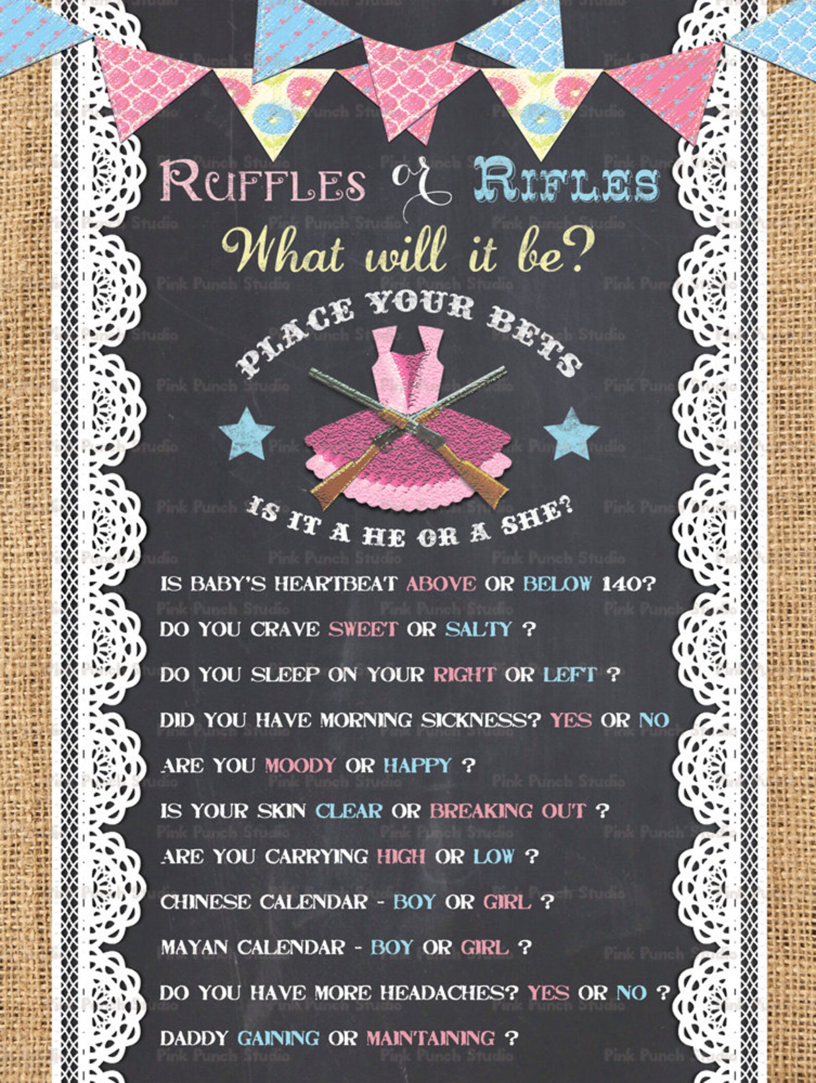Instant Download Printable Gender Reveal Ruffles or Rifles Old | Etsy